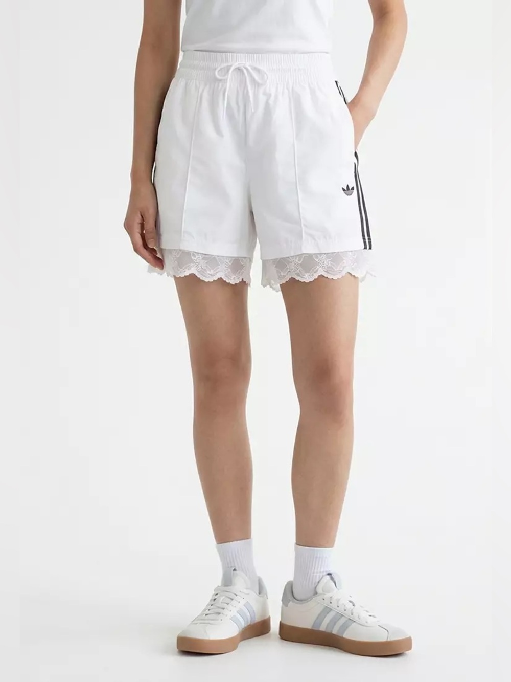 Adidas White Lace Trim Shorts